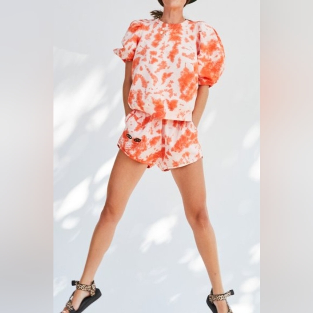 Clare V. Tie Dye Puff Sleeve Sweatshirt